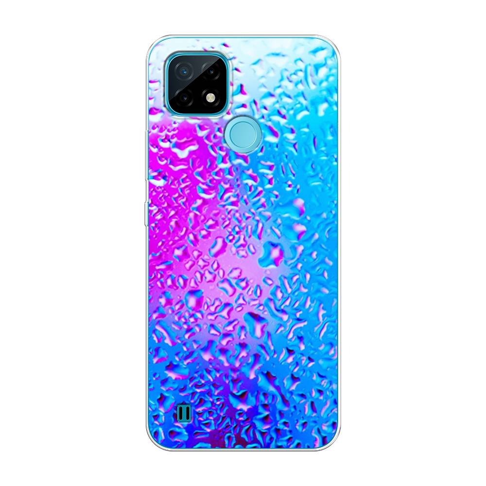 

Чехол на Oppo Realme C21 "Капли на стекле", Голубой;розовый, 254950-3