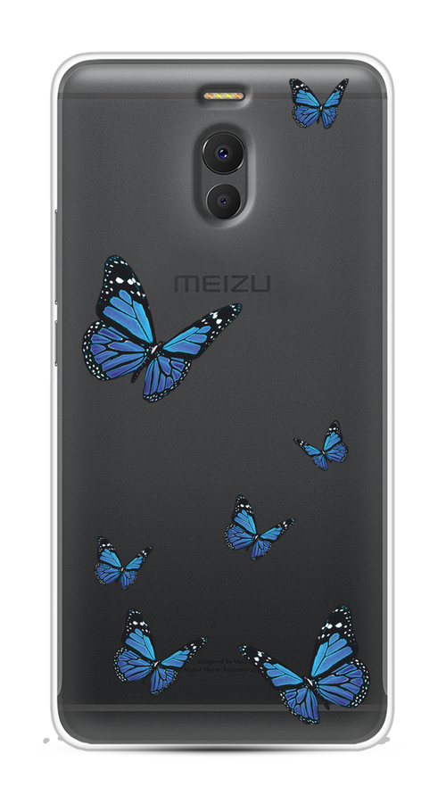 

Чехол на Meizu M6 Note "Blue butterflies", Синий;черный, 72150-1