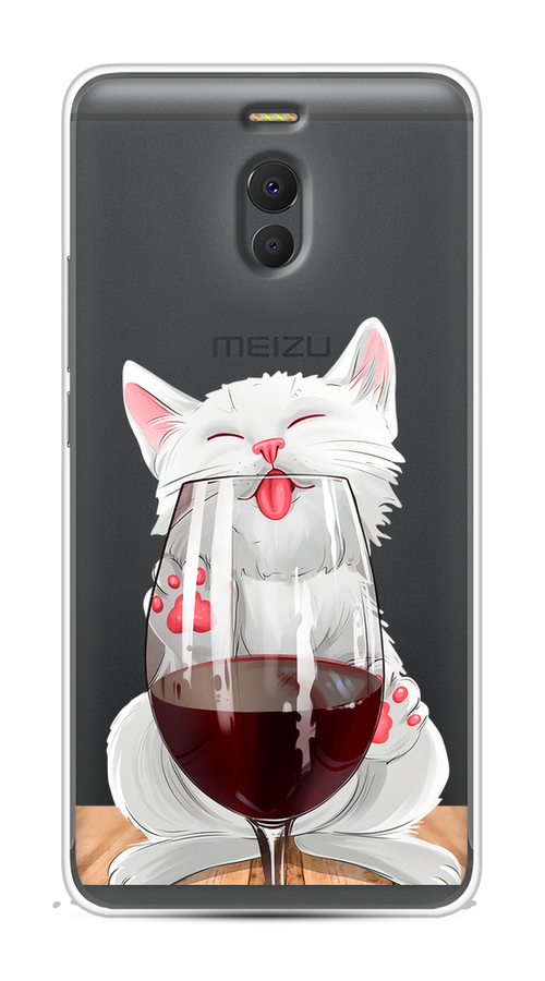 

Чехол на Meizu M6 Note "Кот с бокалом", Прозрачный;белый;красный, 72150-1