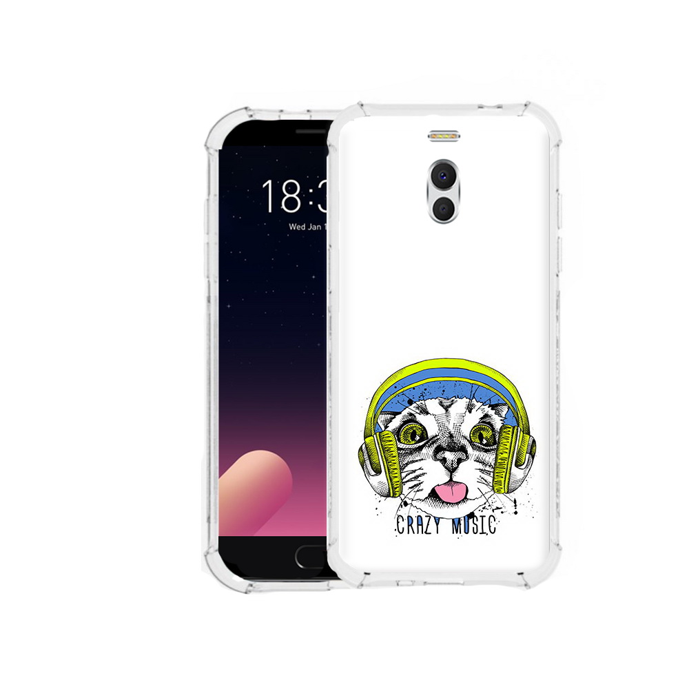 

Чехол MyPads Tocco для Meizu M6 Note кошка в наушниках рисунок, Прозрачный, Tocco