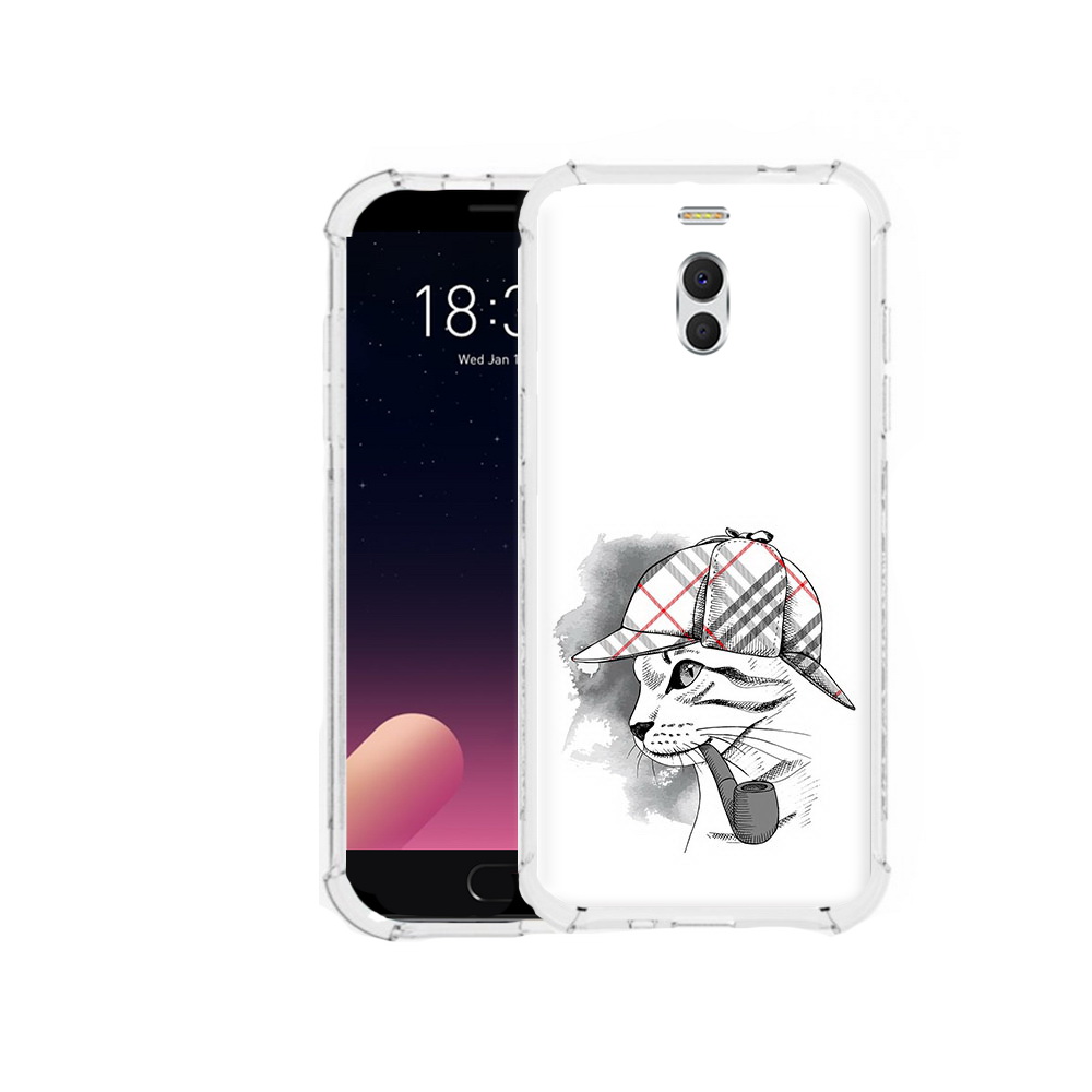 

Чехол MyPads Tocco для Meizu M6 Note кошка с трубкой, Прозрачный, Tocco