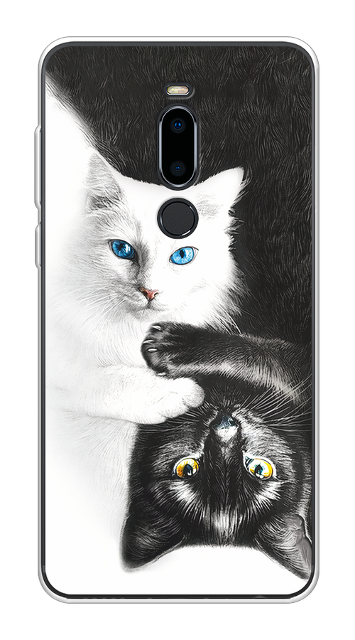 

Чехол на Meizu M8 "Коты Инь-Янь", Черный;белый;голубой, 73150-1