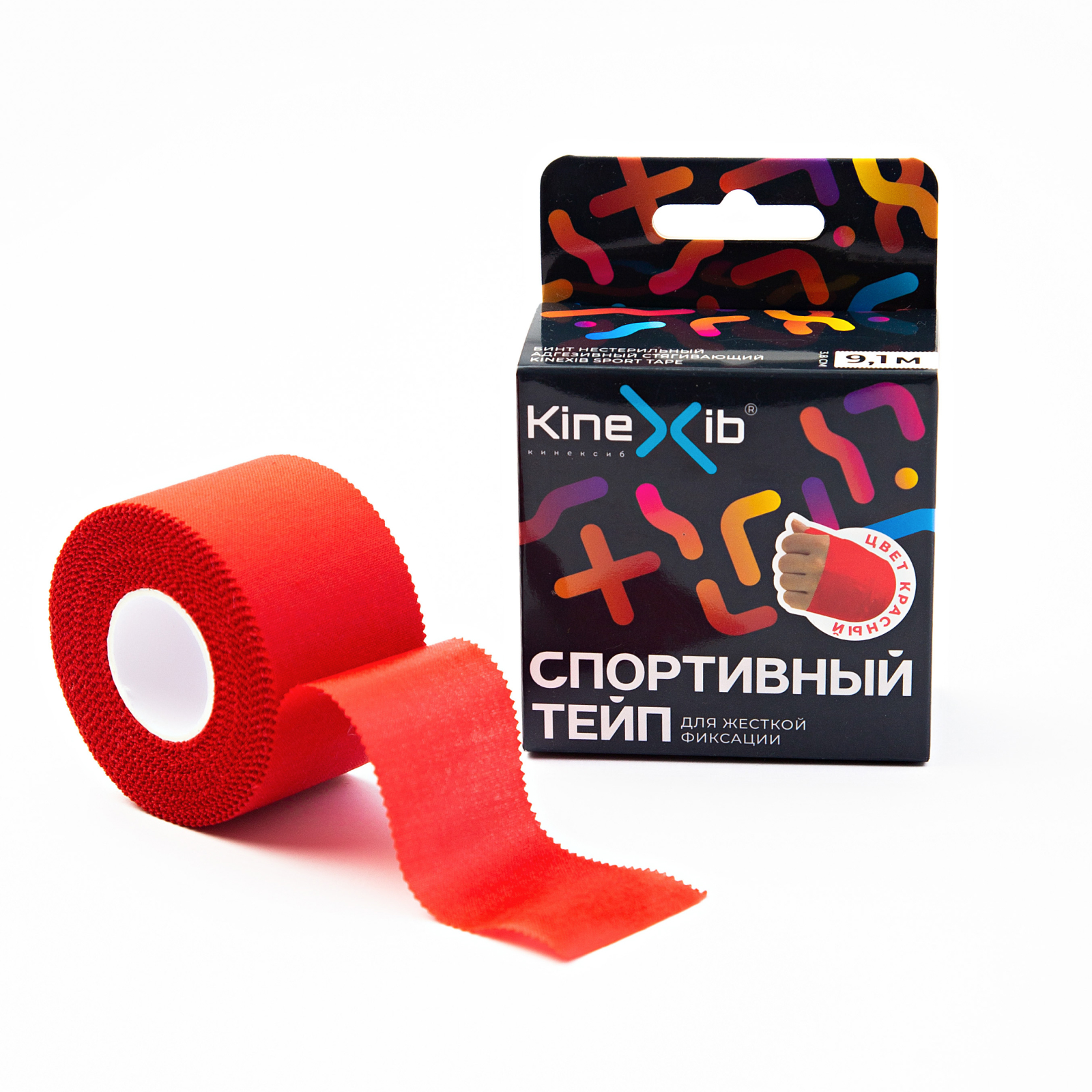 фото Спортивный тейп kinexib 9,1м*3,8см красный