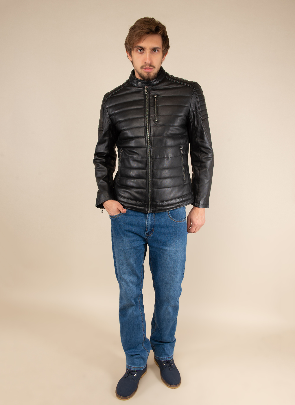 

Кожаная куртка мужская Каляев 51793 черная 60 RU, 51793
