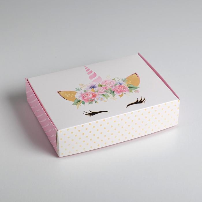 

Коробка складная Дарите Счастье Единорог 21 x 15 x 5 см, Белый