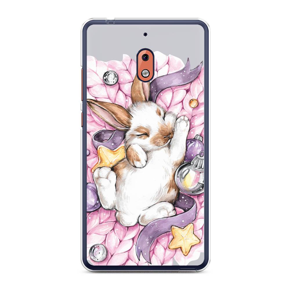 

Чехол на Nokia 2.1 "Кролик спит", Розовый;белый, 121550-5