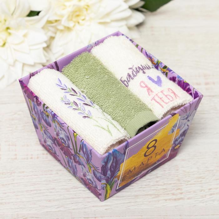 

Набор полотенец «Бабушка» 30х30 см-3шт, 100% хлопок 340 гр/м2, Белый