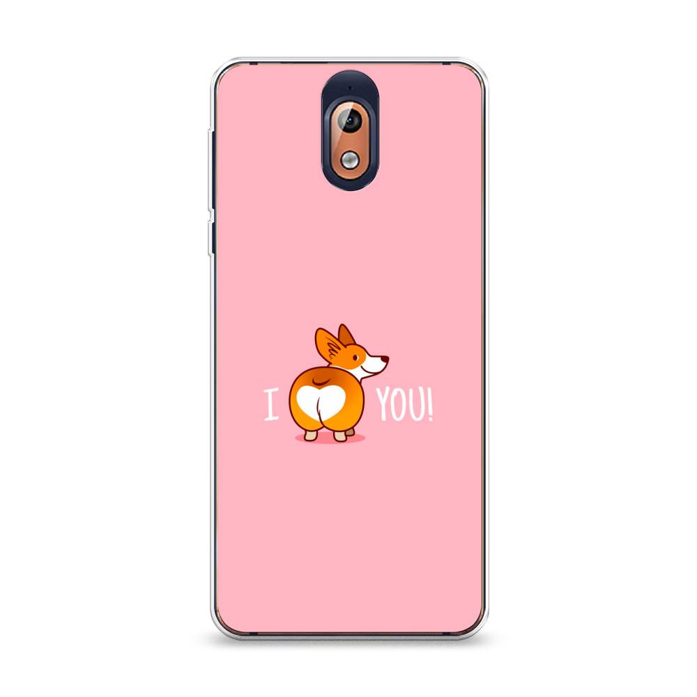 

Чехол на Nokia 3.1 "Корги I love you", Розовый;коричневый;белый, 121650-1