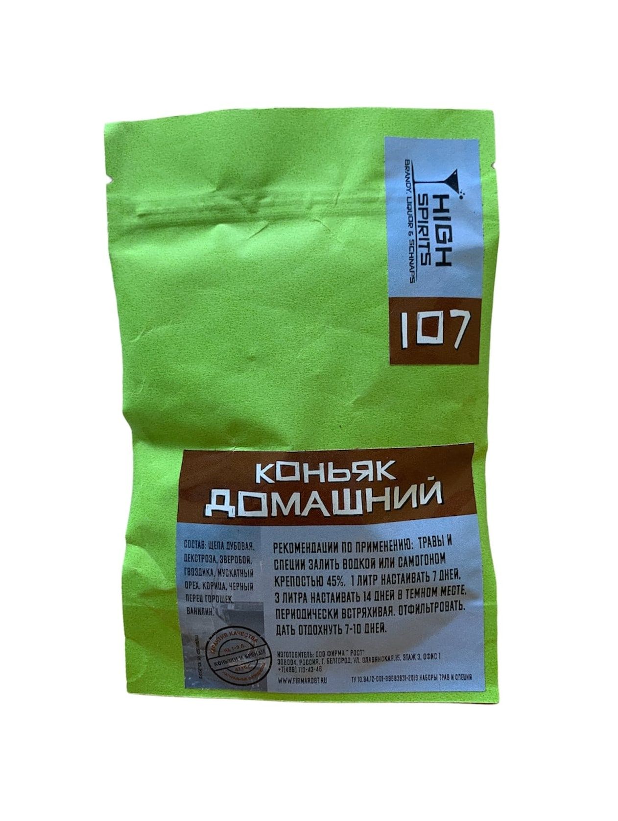 

Набор для приготовления настойки High spirits 107 коньяк домашний 47 г