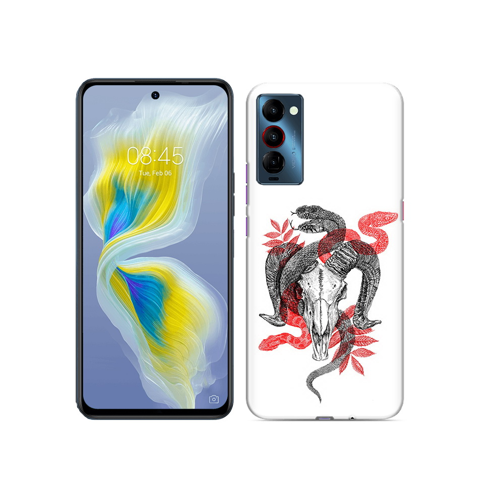 

Чехол MyPads Tocco для Tecno Camon 18 змея в черепе рисунок, Прозрачный, Tocco
