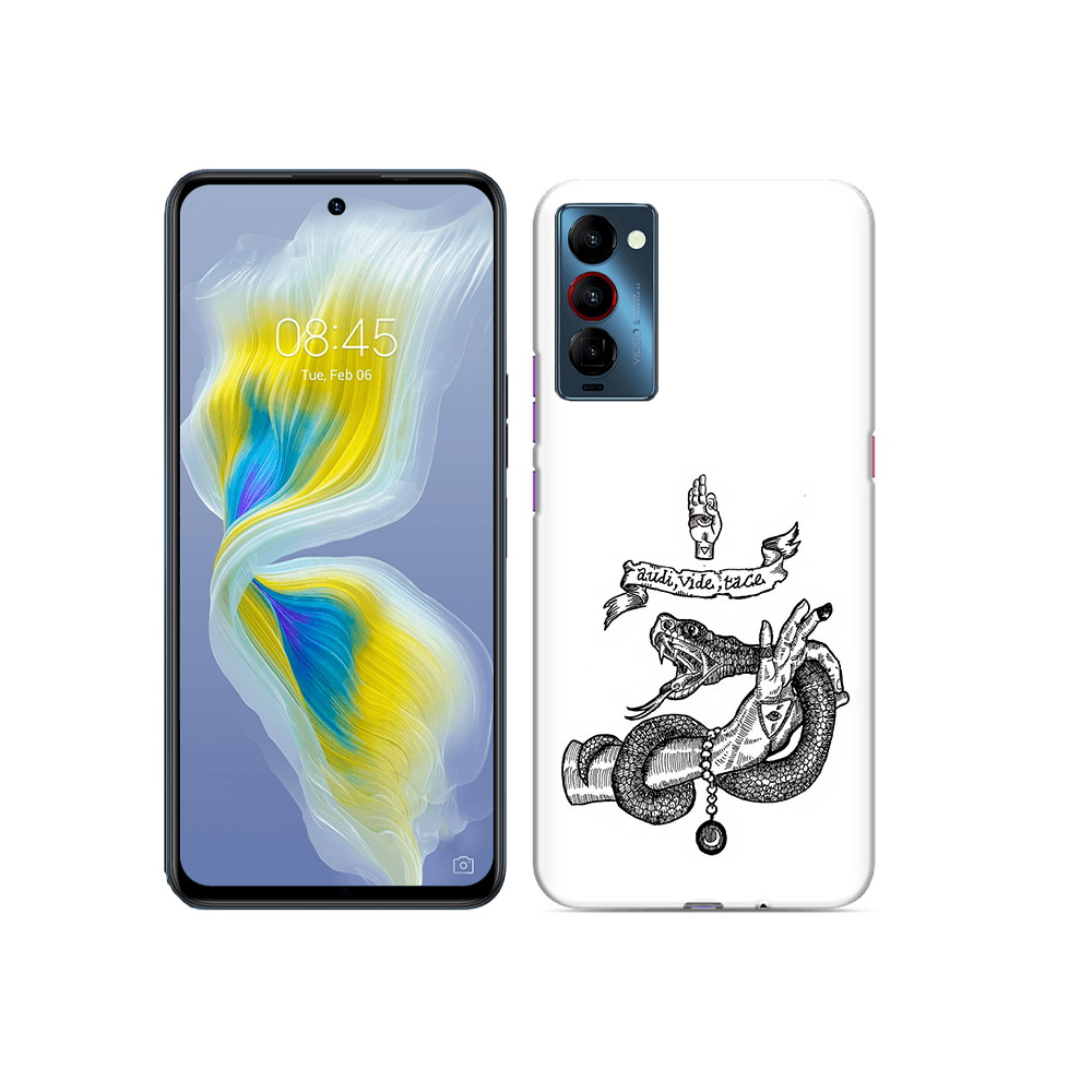 

Чехол MyPads Tocco для Tecno Camon 18 змея на руке рисунок, Прозрачный, Tocco
