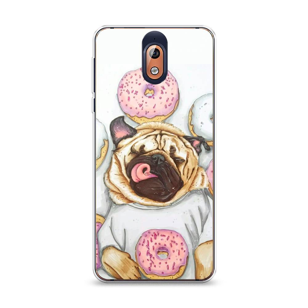 

Чехол на Nokia 3.1 "Счастливый мопс", Розовый;бежевый;коричневый, 121650-1