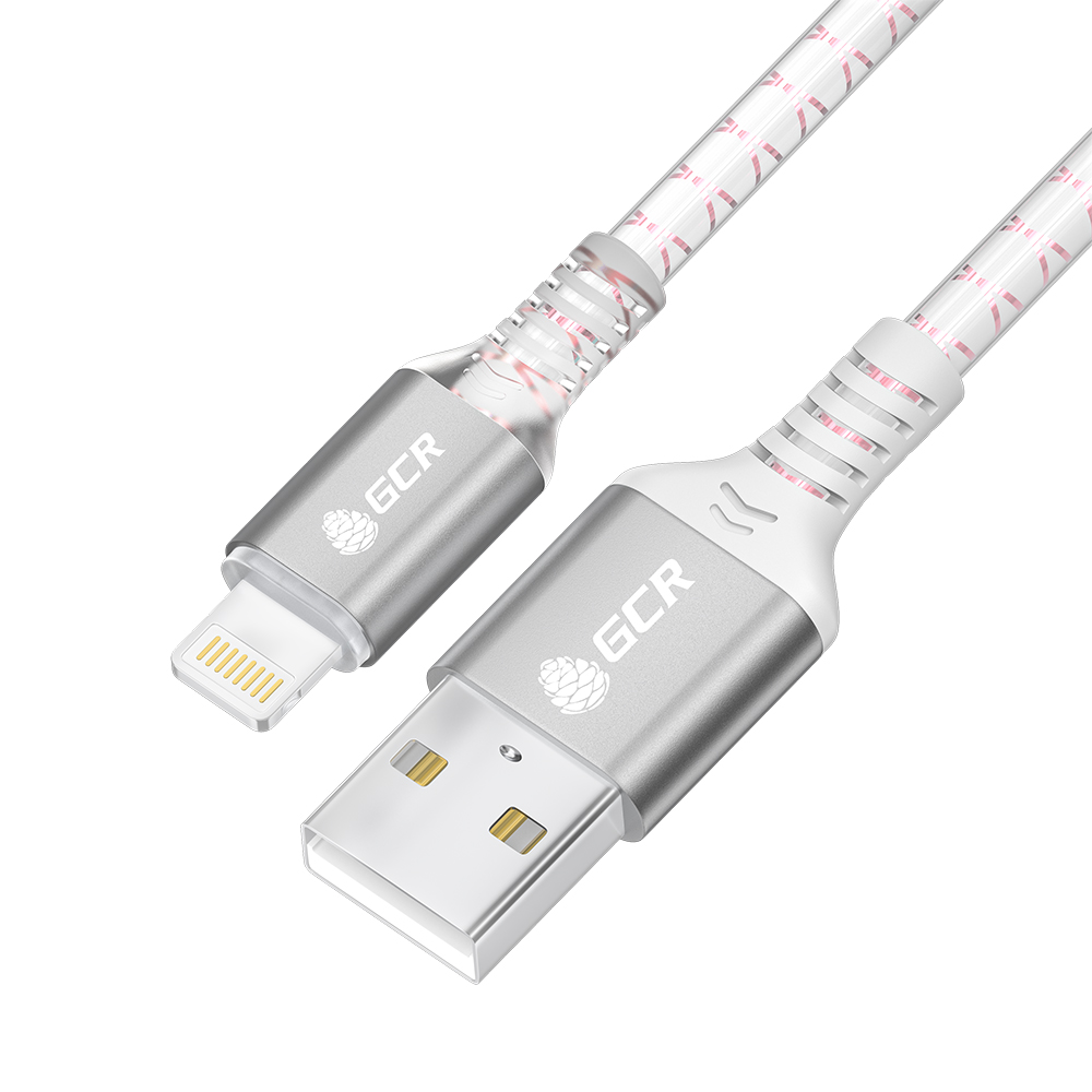 фото Кабель lightning - usb gcr gcr-ip23 1 м белый, розовый