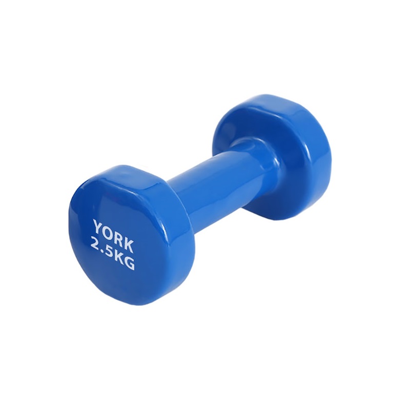 Неразборная гантель виниловая York YGB 1 x 2,5 кг, синий