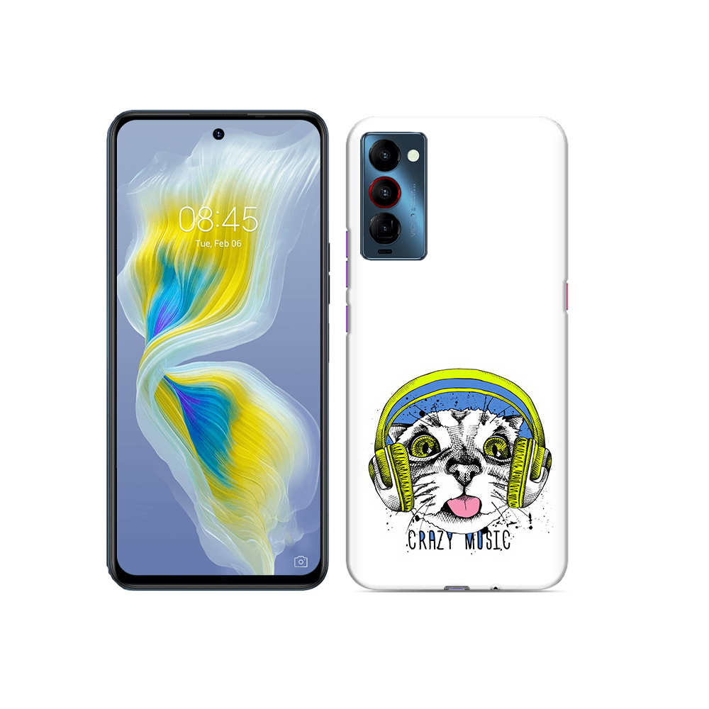 Чехол MyPads Tocco для Tecno Camon 18 кошка в наушниках рисунок