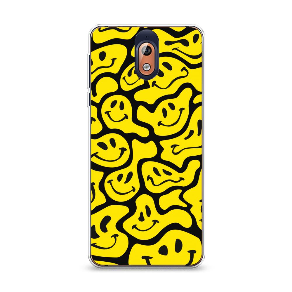

Чехол на Nokia 3.1 "Расплывчатые смайлики желтые", Черный;желтый, 121650-6
