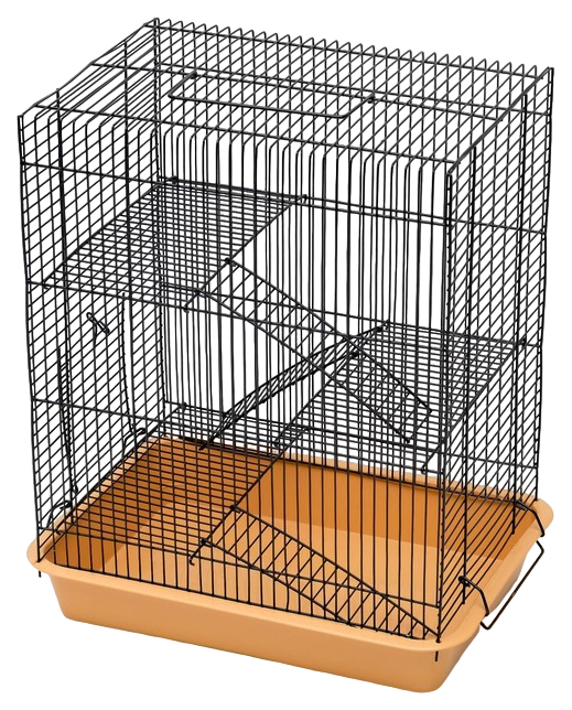 Клетка для грызунов Пижон №9, с 3-я этажами, без наполнения, 33 х 24 х 38 см, бежевая