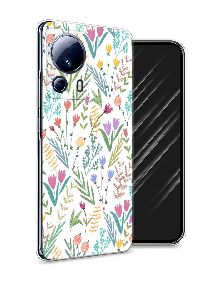 

Чехол Awog на Xiaomi 13 Lite "Полевые цветы рисунок", Белый;зеленый, 318150-8