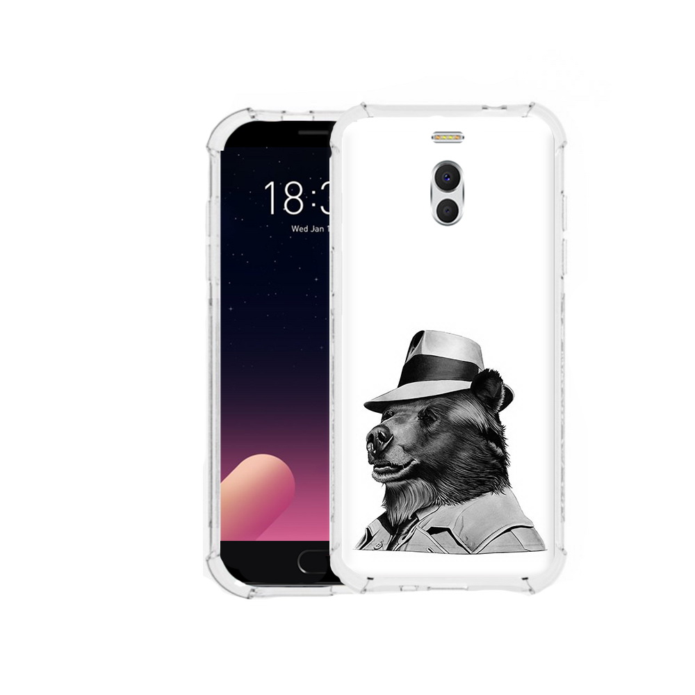 

Чехол MyPads Tocco для Meizu M6 Note медведь в шляпе, Прозрачный, Tocco