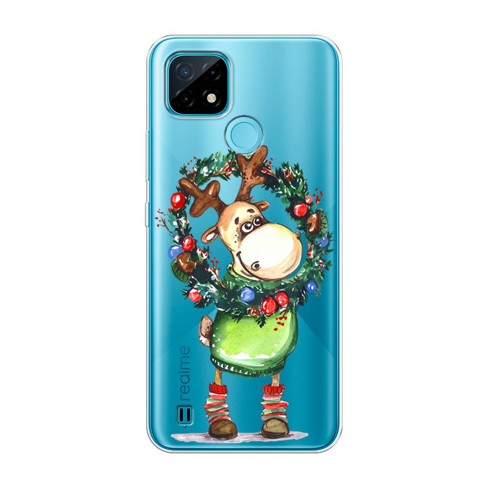 

Чехол на Oppo Realme C21 "Олень с новогодним венком", 254950-4