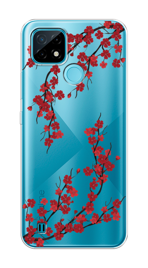 

Чехол на Realme C21 "Красная сакура", Красный;черный, 254950-2