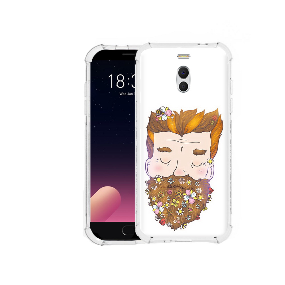 

Чехол MyPads Tocco для Meizu M6 Note мужчина с цветами в бороде, Прозрачный, Tocco