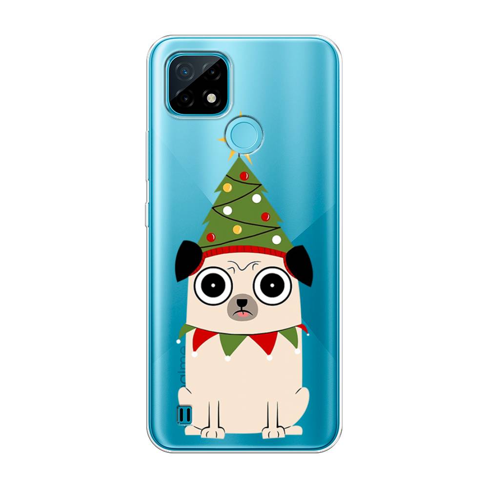 

Чехол на Oppo Realme C21 "Собачка с ёлочкой", Бежевый;красный;зеленый, 254950-1