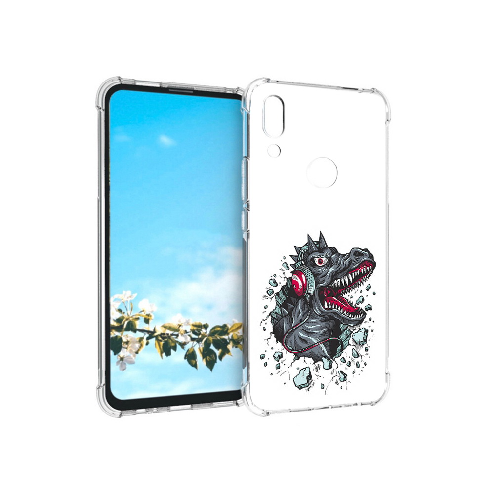

Чехол MyPads Tocco для Huawei P Smart Z Нарисованный динозавр в наушниках, Прозрачный, Tocco
