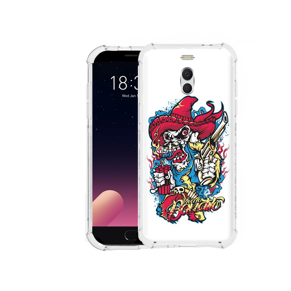 

Чехол MyPads Tocco для Meizu M6 Note нарисованный скелет с писталетом, Прозрачный, Tocco