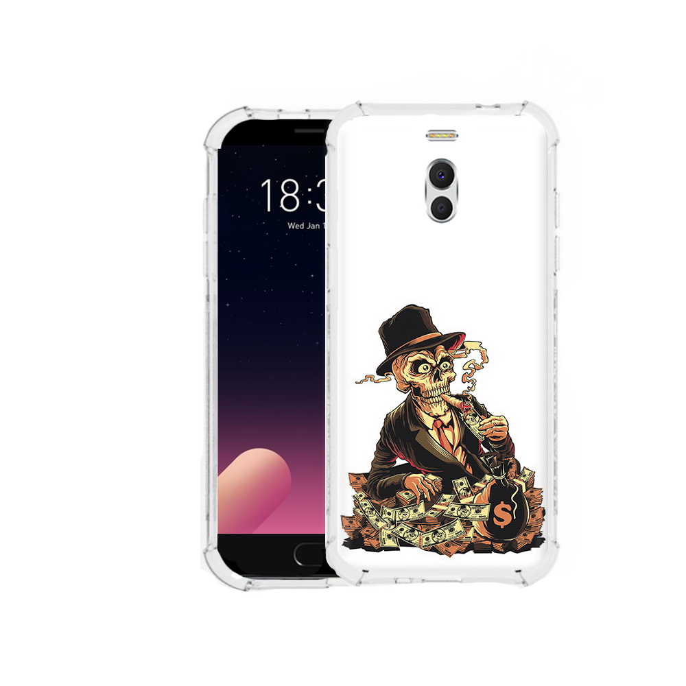 

Чехол MyPads Tocco для Meizu M6 Note нарисованный череп с сигаретой, Прозрачный, Tocco