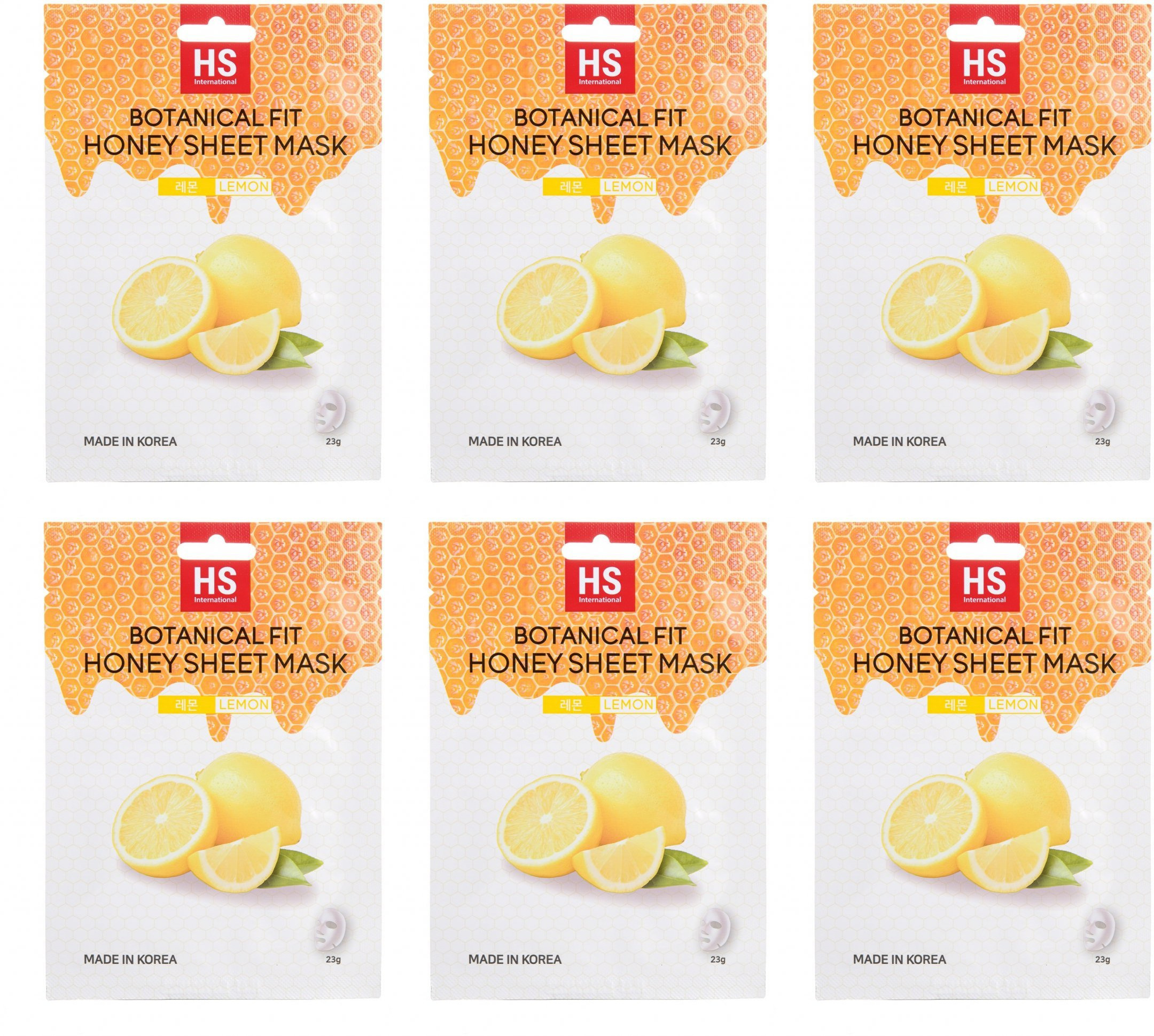 Маска для лица VO7 с мёдом и экстратом Лимона, 6 шт