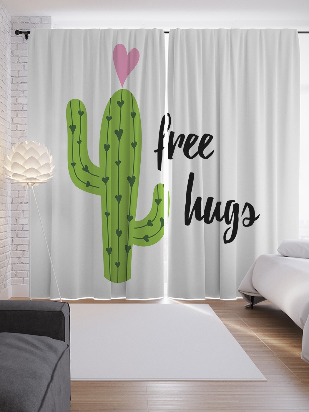 

Шторы с фотопечатью JoyArty "Бесплатные обнимашки" из сатена, 290х265 см, Бесплатные обнимашки