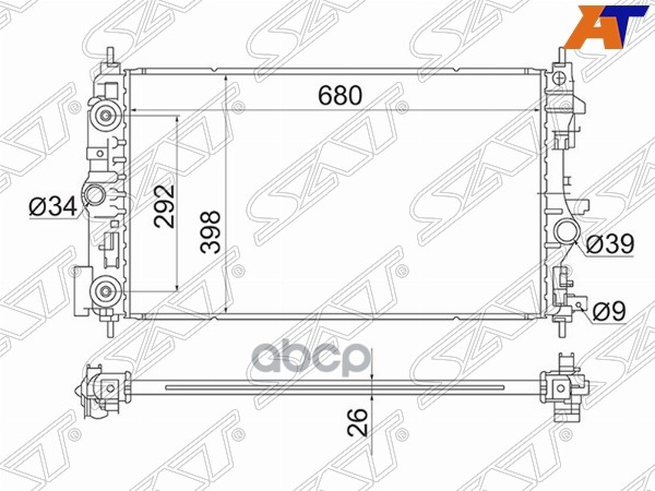 

Радиатор Chevrolet Cruze/Opel Astra J 1.4t/1.6t 09- /Opel Zafira C 10- Sat арт. SG-OP0006-