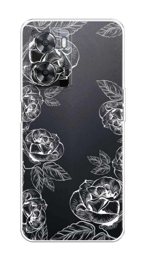 

Чехол на Oppo A57 4G/A77 4G/A77s 4G/A57s "Розы графика", Черный;серый, 2510350-2