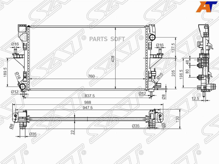 

Радиатор Fiat Ducato/Peugeot Boxer/Citroen Jumper 14- Sat арт. PG0009-14
