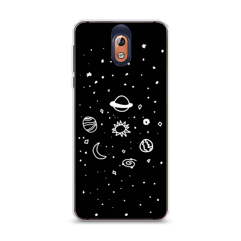 

Чехол на Nokia 3.1 "Дудл солнечной системы", Бежевый;серый, 121650-2