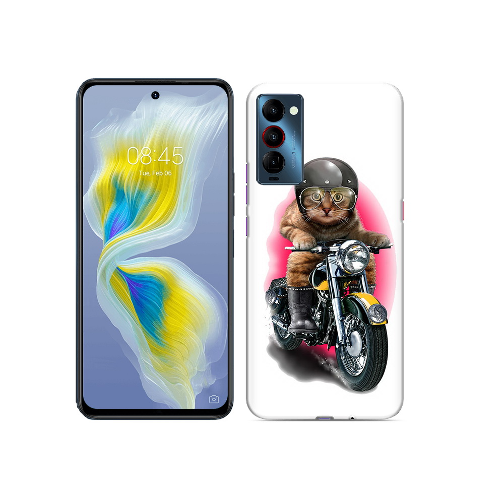 

Чехол MyPads Tocco для Tecno Camon 18 мото-кот, Прозрачный, Tocco