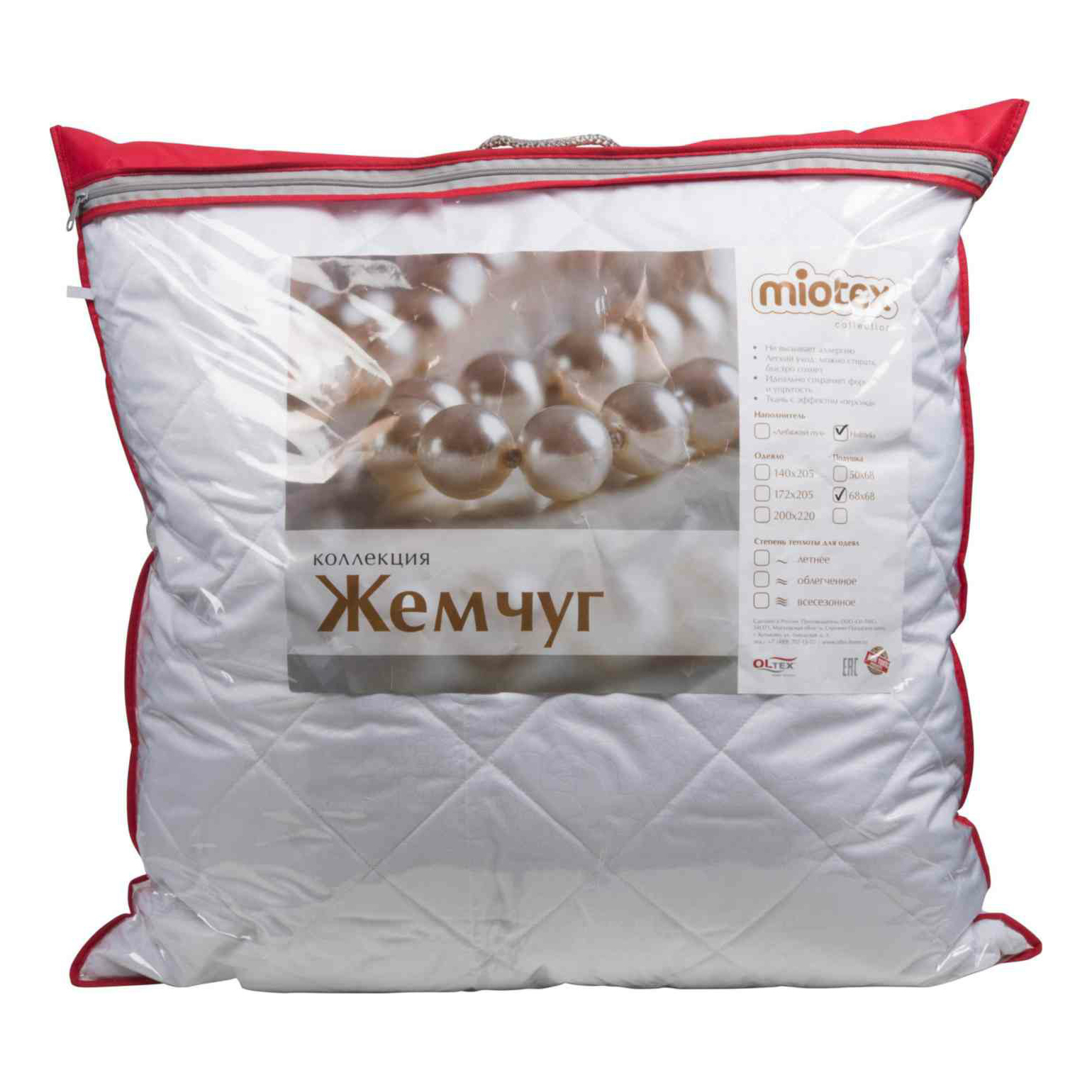 фото Подушка ol-tex miotex жемчуг 68 х 68 см белая nobrand