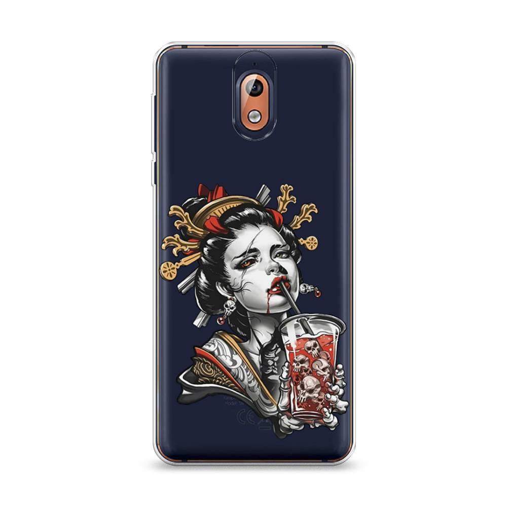 

Чехол на Nokia 3.1 "Опасная гейша", Красный;черный;серый, 121650-4
