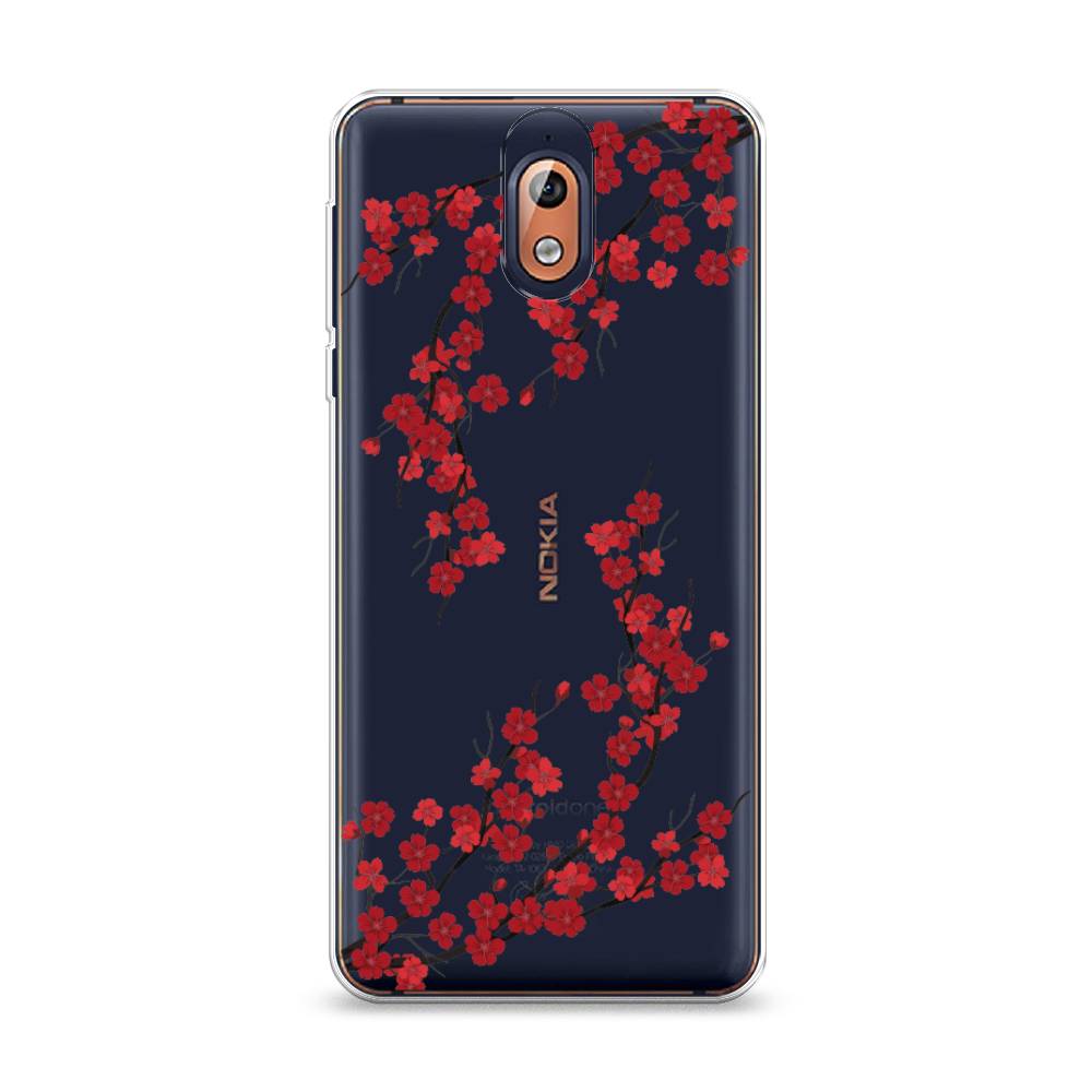 

Чехол на Nokia 3.1 "Красная сакура", Красный;черный, 121650-2