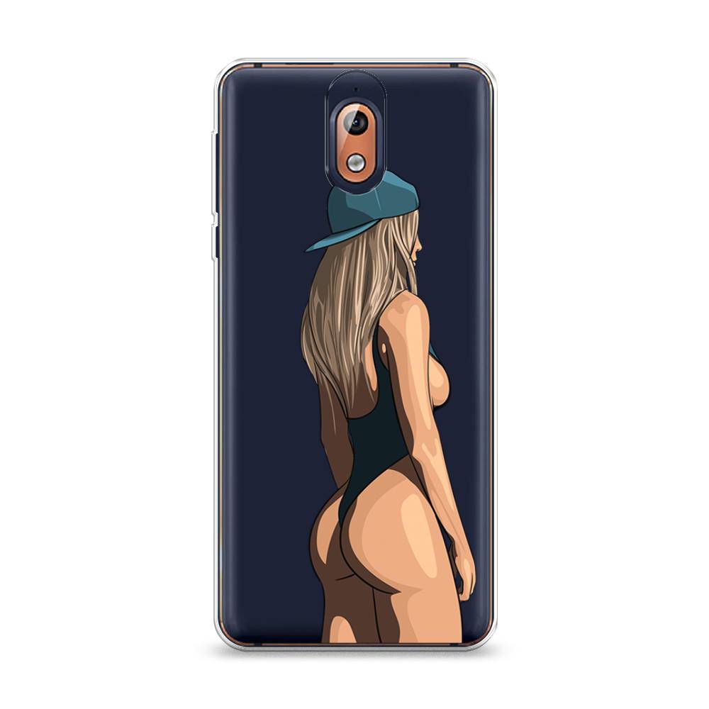 

Чехол на Nokia 3.1 "Девушка в черном купальнике", Зеленый;бежевый;черный, 121650-6