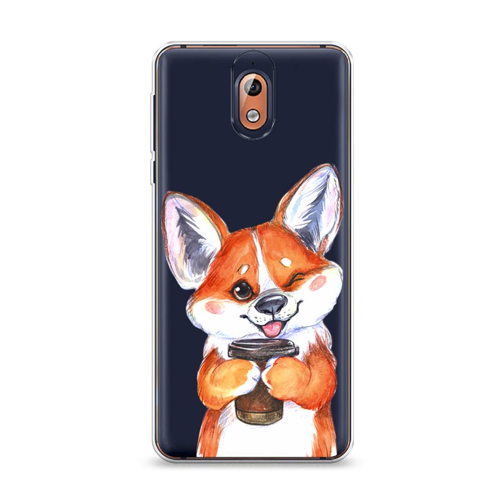 

Чехол на Nokia 3.1 "Корги с кофе", Оранжевый;белый, 121650-4