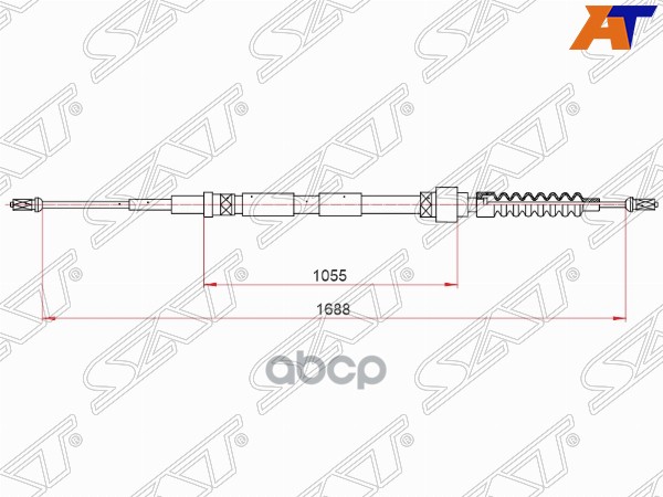 SAT ST-52-0040 Трос ручного тормоза SKODA OCTAVIA 1U2 96-00/AUDI A3 96-03 дисковые тормоза