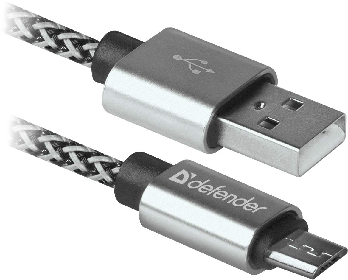 Кабель Defender USB08-03T PRO USB - Micro-USB, 2.1 А, 1 м, белый (87803)