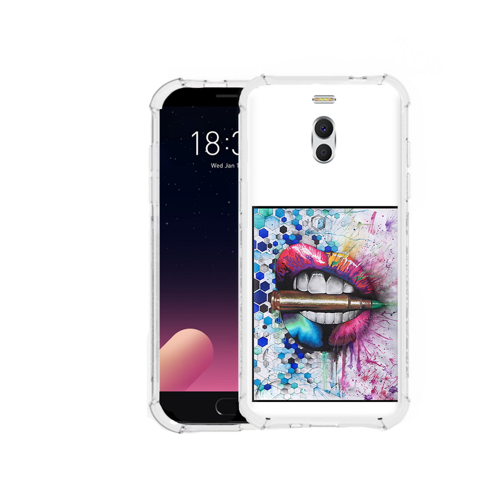 

Чехол MyPads Tocco для Meizu M6 Note разноцветные губы с пулей, Прозрачный, Tocco