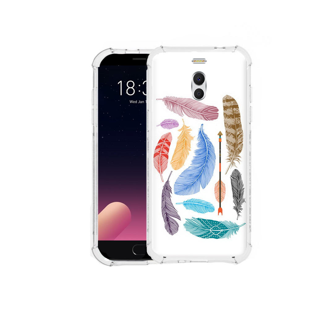 

Чехол MyPads Tocco для Meizu M6 Note разноцветные перья, Прозрачный, Tocco