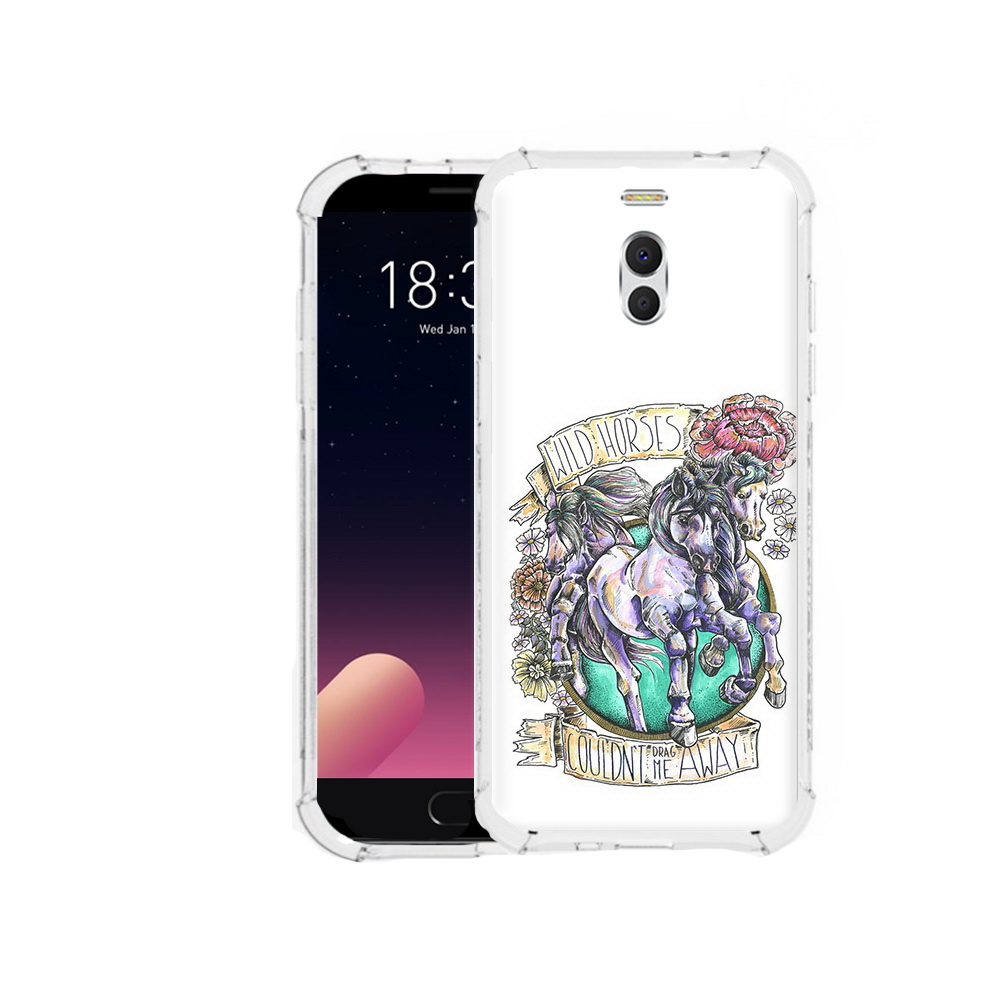 

Чехол MyPads Tocco для Meizu M6 Note рисунок коней в цветах, Прозрачный, Tocco