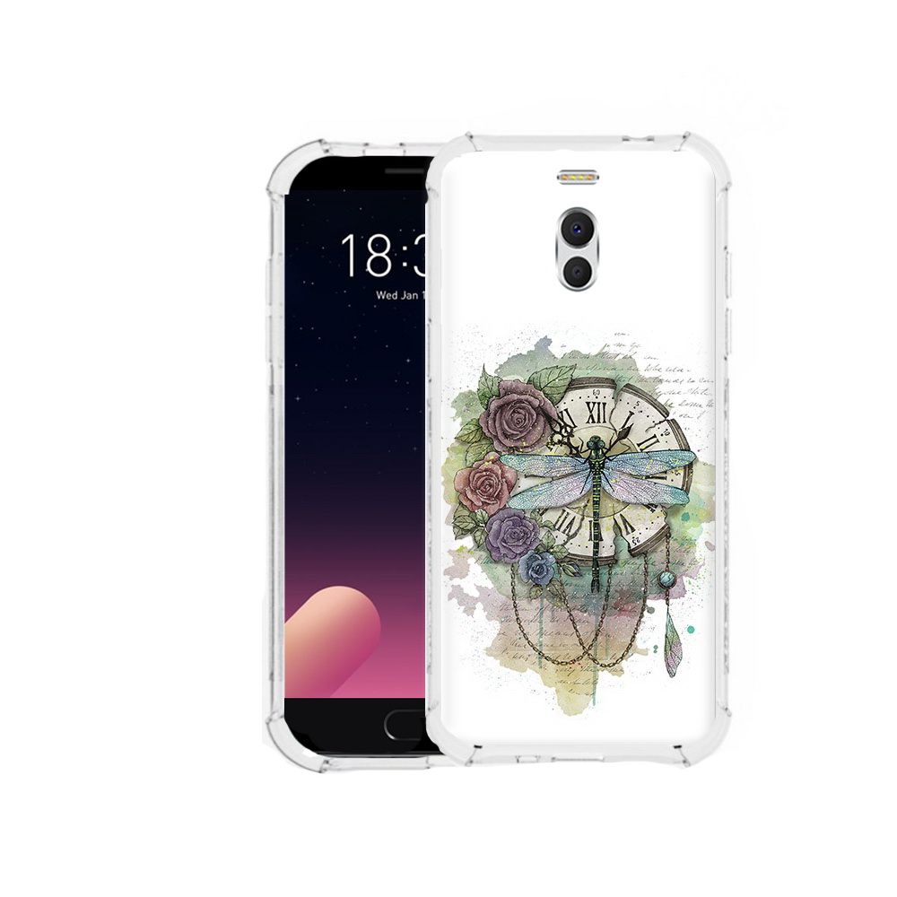 

Чехол MyPads Tocco для Meizu M6 Note старинные часы в цветах, Прозрачный, Tocco