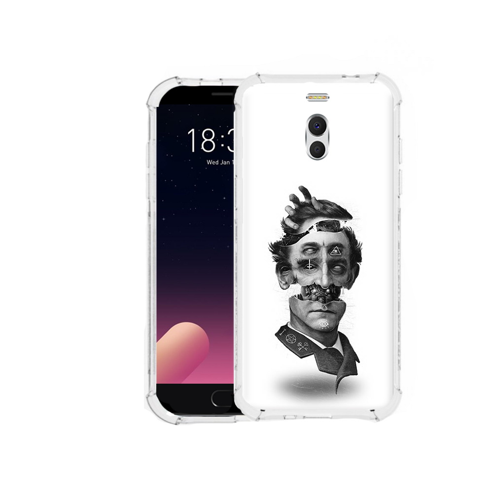 

Чехол MyPads Tocco для Meizu M6 Note страшное лицо абстракция, Прозрачный, Tocco