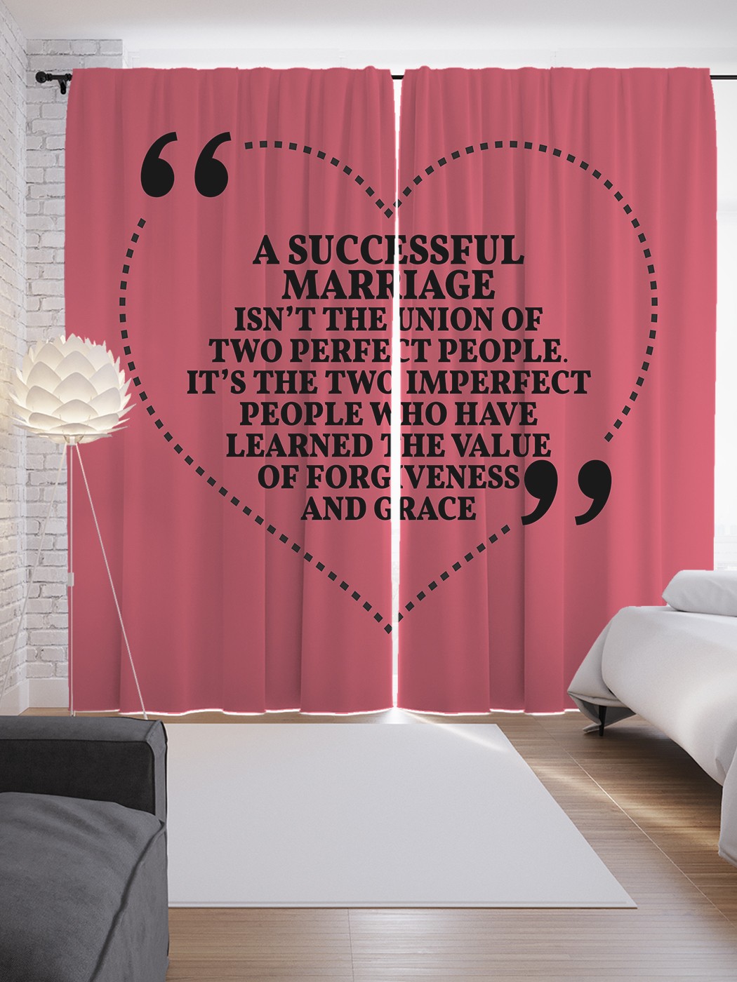 

Шторы с фотопечатью JoyArty "Вдохновляющая цитата" из сатена, 290х265 см, Вдохновляющая цитата